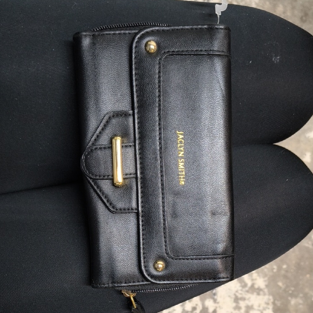 Jaclyn Smith Black Wallet with Gold-Tone Accents